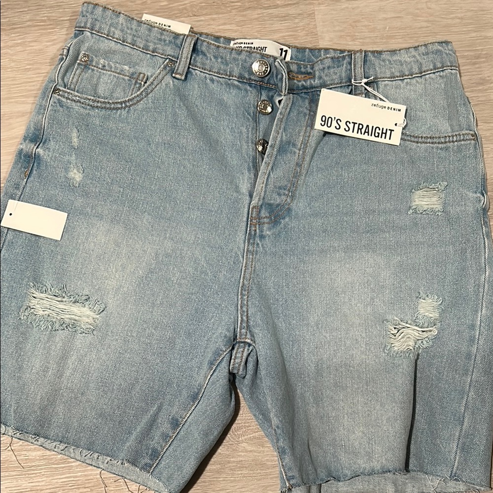 90's Straight Light Blue Denim Shorts
